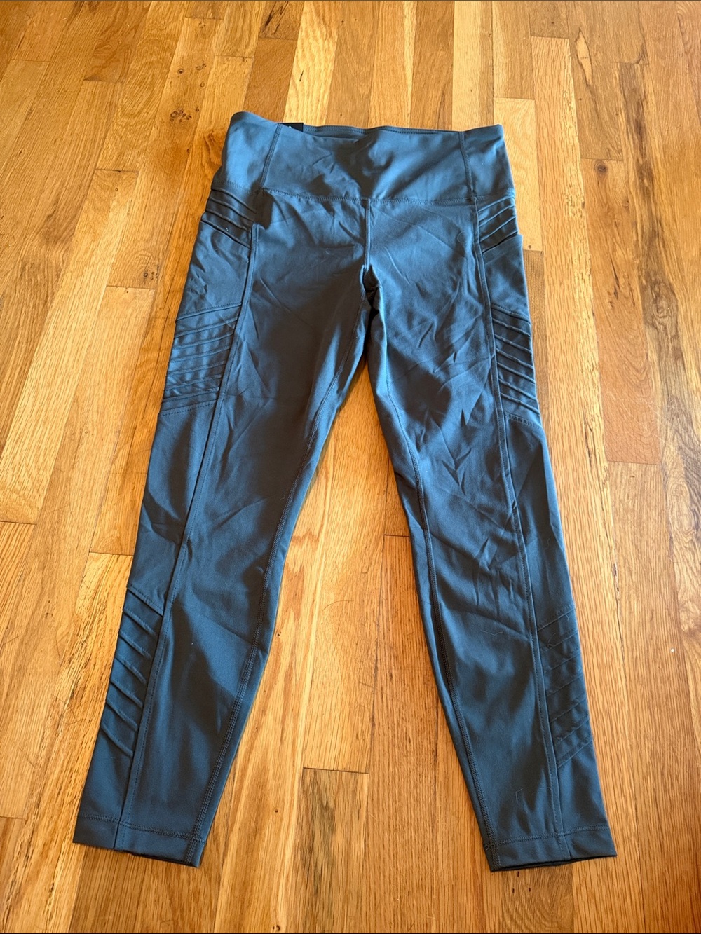 High-Waist Grey Moto Panel Leggings for Women